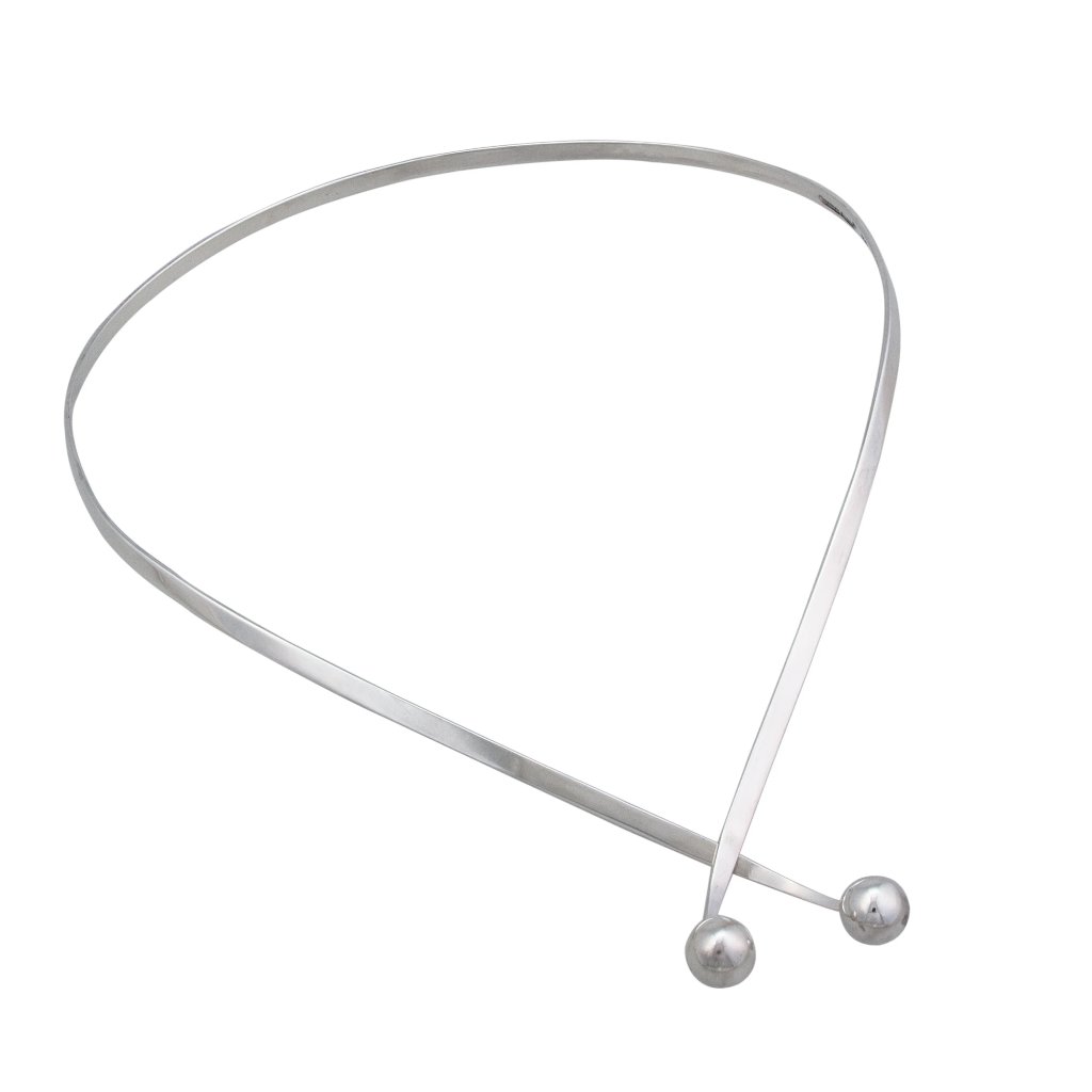 .950 Sterling Silver Twist Wrap Ball Neckwire New